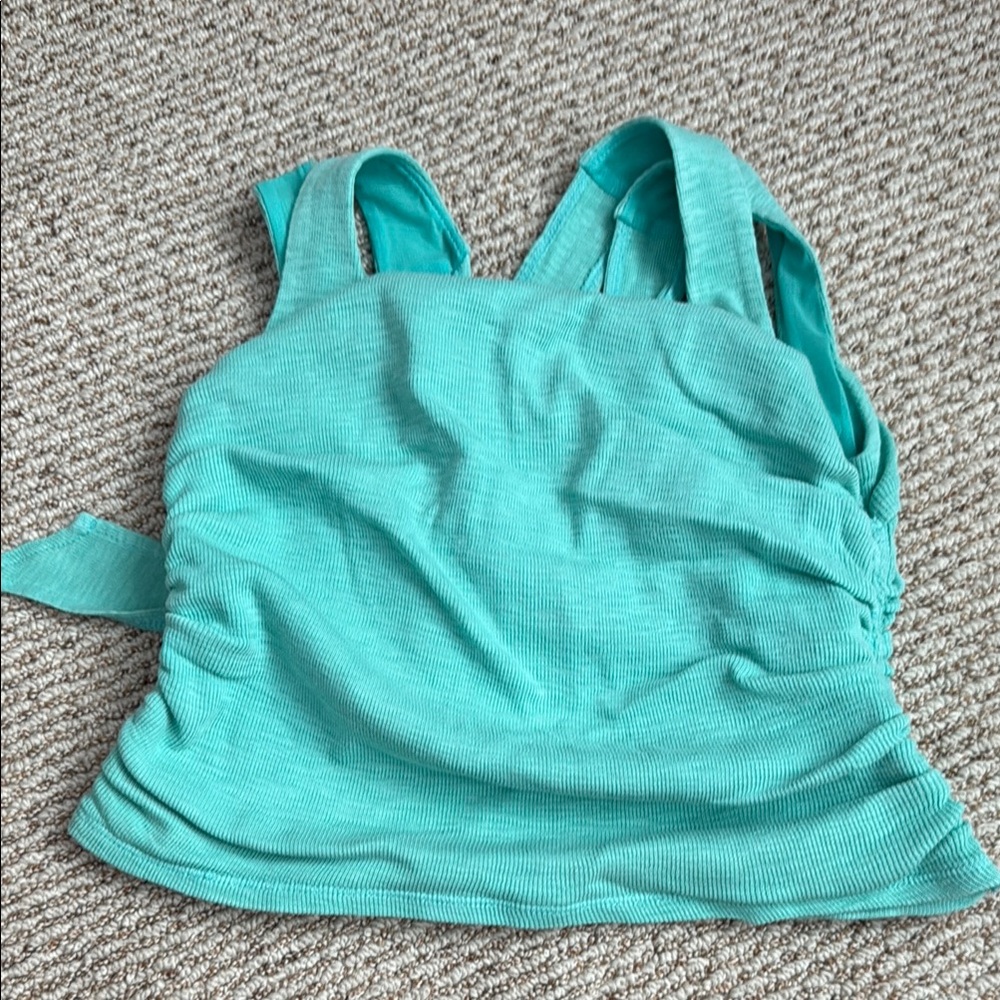 Free People Blue Ruched Tie Front Tank Top